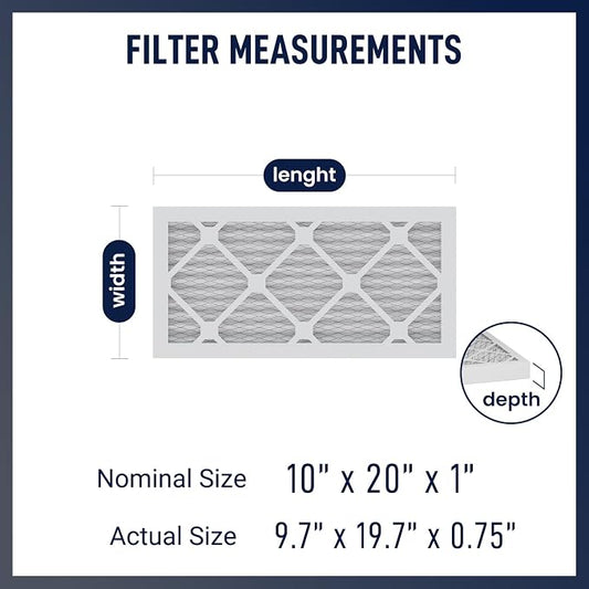 10x20x1 MERV 8 Air Filters 6-Pack, Actual Size 9.7" x 19.7" x 0.75" – Compatible - Image 2
