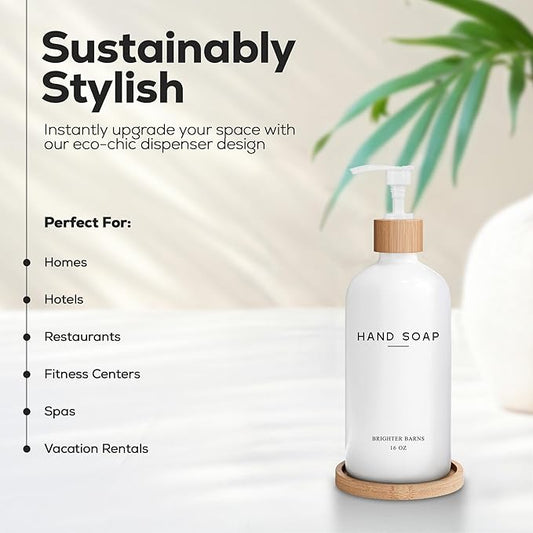 White Glass Hand Soap Dispenser Bathroom Set by Brighter Barns - Image 2