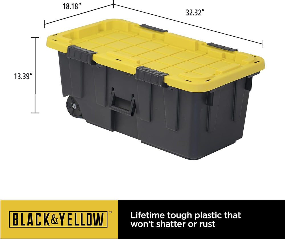 CX 20-Gallon Heavy Duty Stackable Lidded Storage Bins with Wheels, 4 Pack
