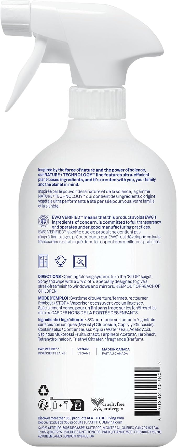ATTITUDE Window & Mirror Cleaner, EWG Verified, Plant- & Mineral-Based - Image 8