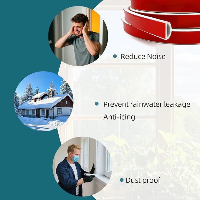 White Rubber Weather Stripping, Self-Adhesive D Shape Rubber Seal - Image 4