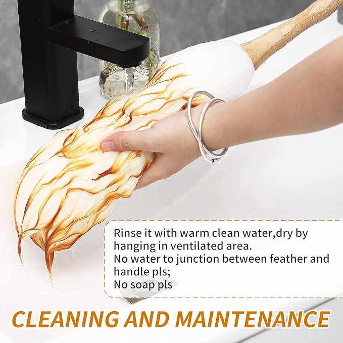 Lambs Wool Duster with Solid Bamboo Handle, Leather Hang Strap, 18.9 inch Long - Image 5