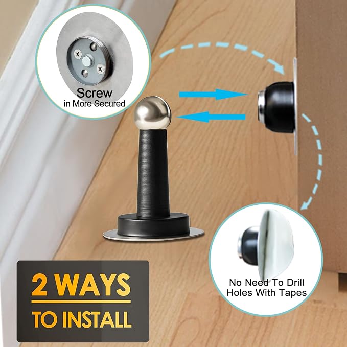 Shackcom Magnetic Door Stop 12 Pack Stainless Steel Door Holders to Keep Door - Image 3