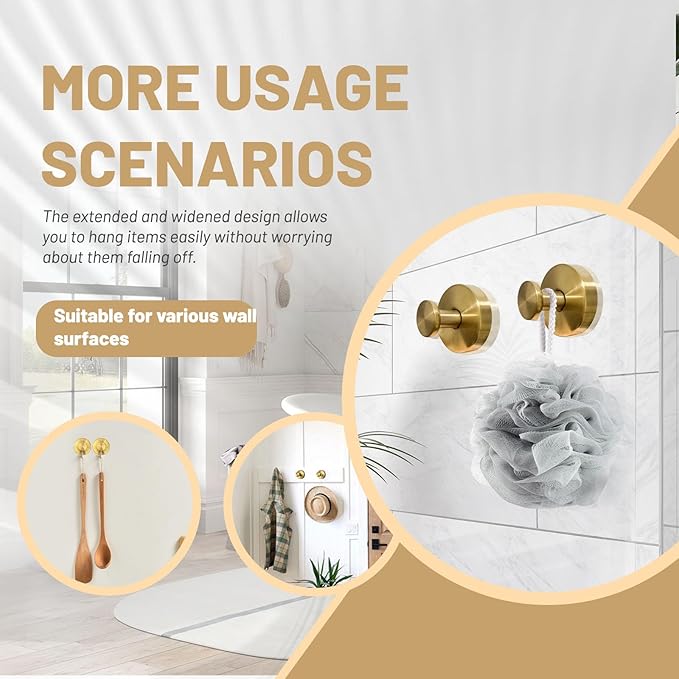 4 Pcs Suction Cup Hooks for Shower，Removable Hooks，Towel Hook，Suction Hook for - Image 4