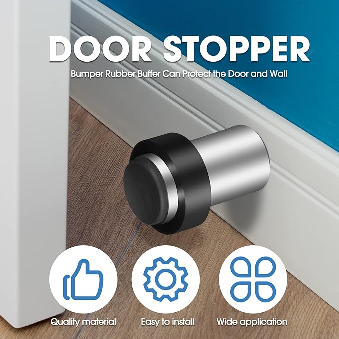 Chumia 30 Pcs Door Stopper Mounted Floor Stops Stainless Steel Cylindrical - Image 5