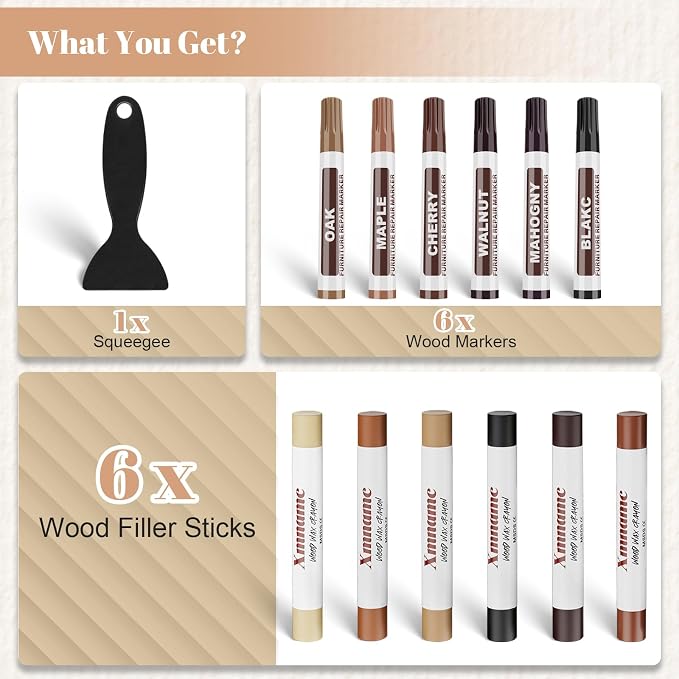 Wood Filler Sticks, 12 Colors Wood Wax Crayons Furniture Markers Touch Up - Image 6