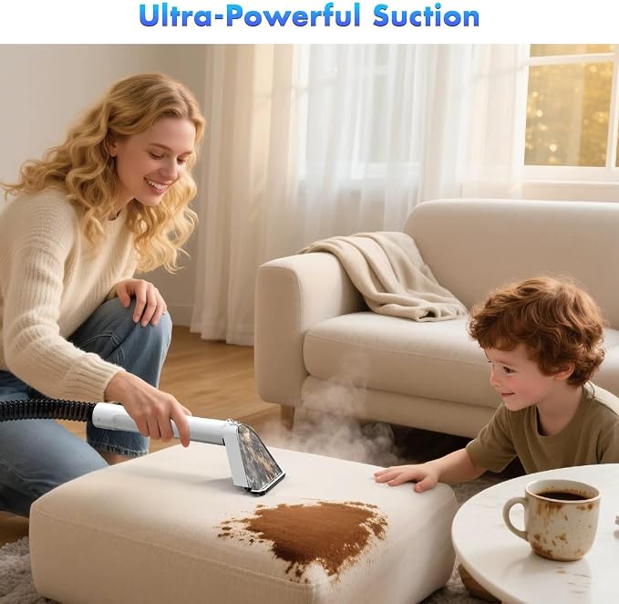 Portable Carpet and Upholstery Cleaner Machine, Deep Cleaning Carpet Shampooer - Image 7