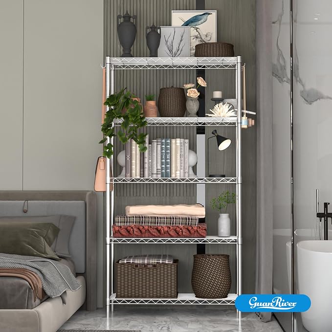 5-Shelf Adjustable Metal Shelf Wire Shelving Unit Storage Rack Display Shelf - Image 8