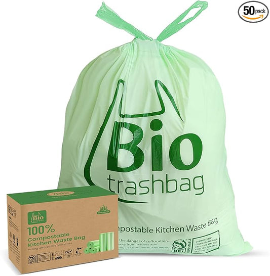8 Gallon Compostable Trash Bags, Heavy Duty Extra Thick Compost Bags, Kitchen by Biotrashbag