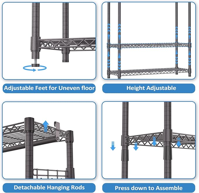 IZEUK 3 Tier Heavy Duty Garment Rack Wire Clothes Rack - Image 3