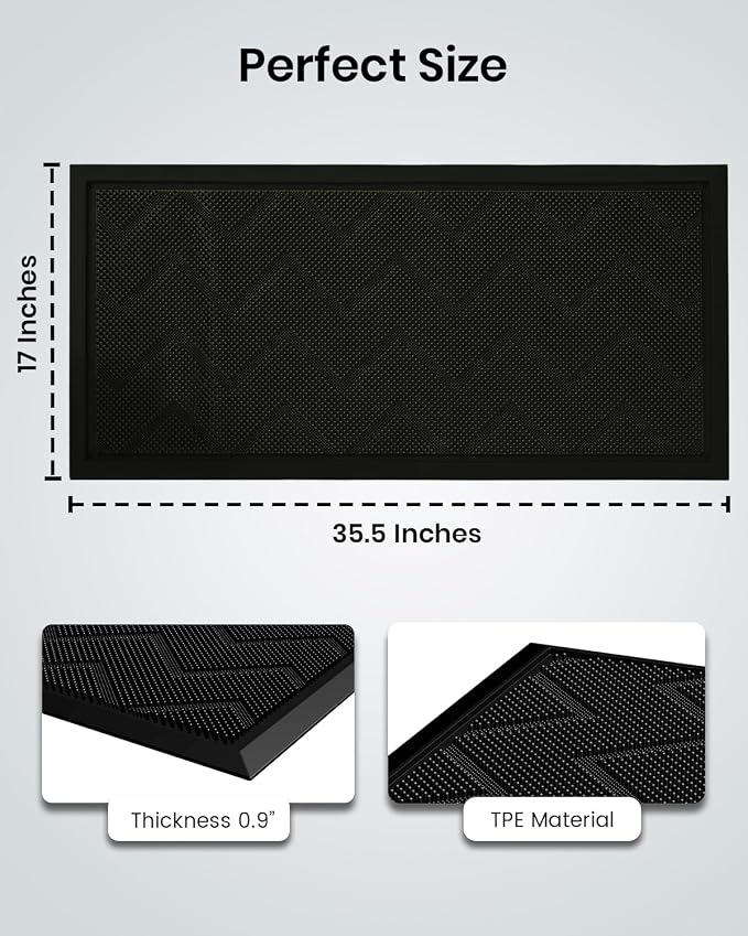 HAMARA Front Door Mat for Outside Entrance 35.5"x17" – Anti-Slip Dirt-Trapping - Image 2