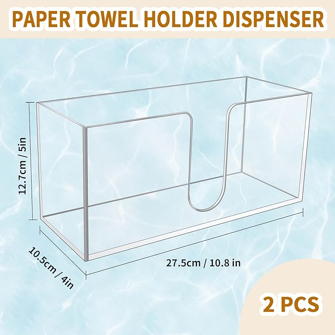 2Pack Acrylic Countertop Paper Towel Holder, Paper Towel Dispenser - Image 2