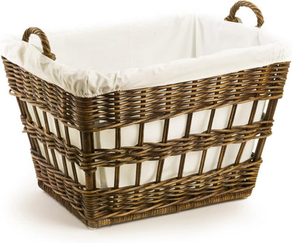The Basket Lady Wicker French Laundry Basket, Walnut Brown