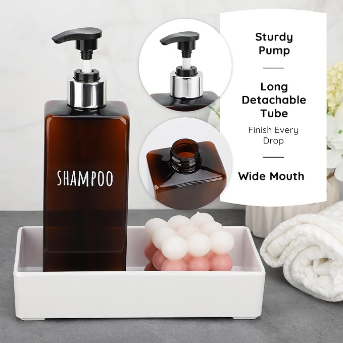 Segbeauty Shampoo and Conditioner Dispenser, 3 Packs 16.9oz Refillable Bathroom - Image 3