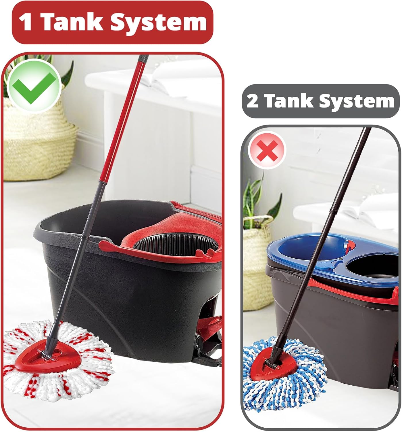 [2026 New Version] Mop Head Replacement - 40% More Cleaning Power, 3 Pack Spin Mop Replacement Head for Easy Wring 1-Tank System, Easy Cleaning, Microfiber and Machine Washable