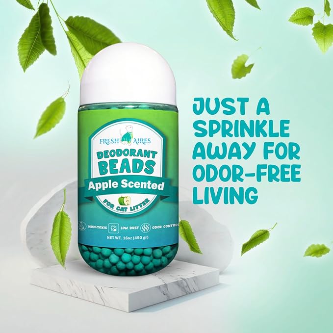 Cat Deodorant Beads | Green Apple Scent, Low-Dust & Non Toxic Litter Box - Image 3
