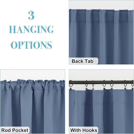 RYB HOME Small Window Curtains Blackout, Privacy Thermal Insulating Drapes - Image 2