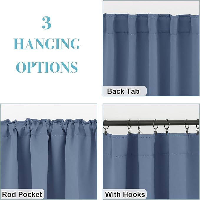 RYB HOME Blackout Curtains for Kitchen, Room Darkening Half Window Treatment - Image 6