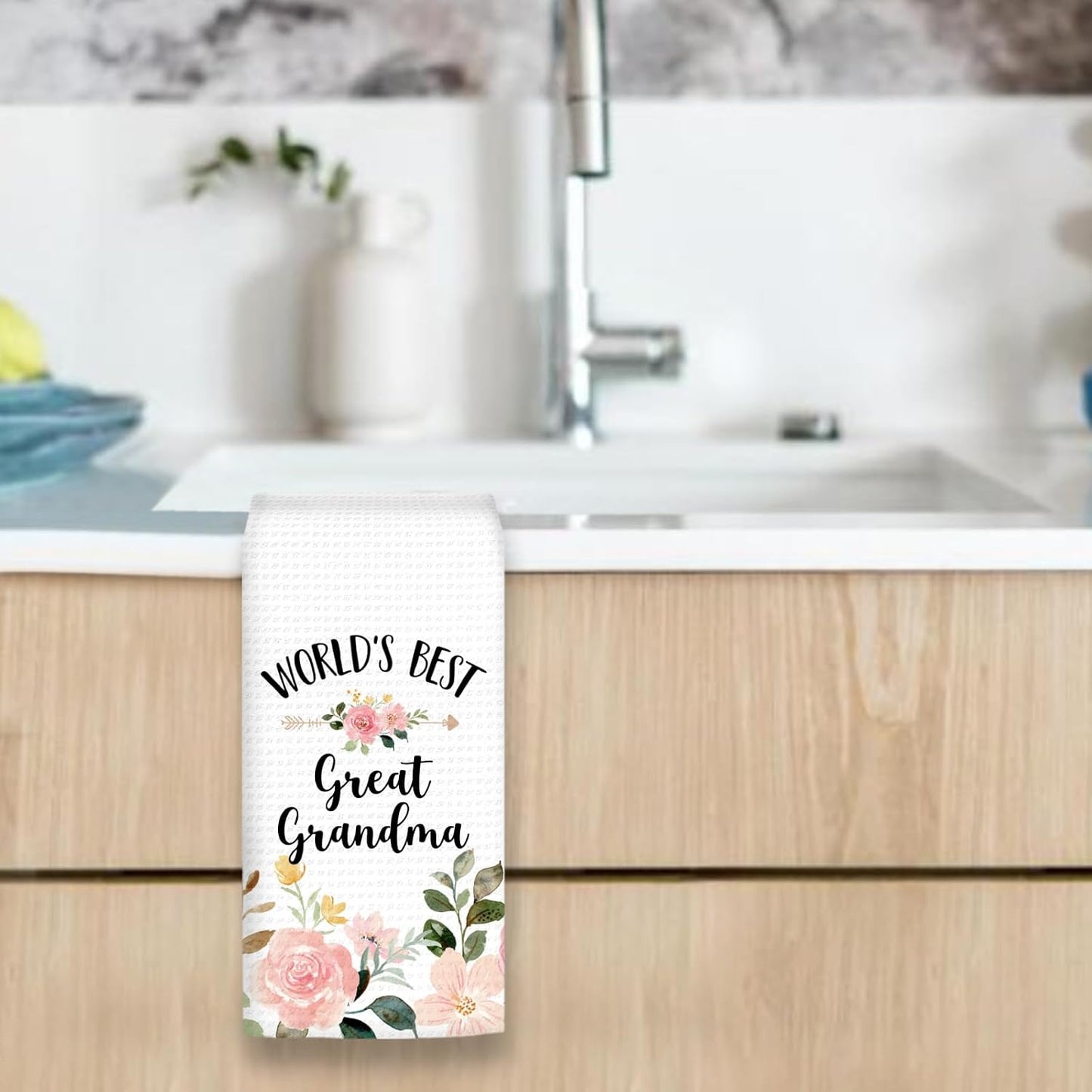 Great Grandma Gifts Kitchen Towels, Gifts for Great Grandma Hand Towels, World’s Best GreatGrandma Dish Towel Tea Towels for Kitchen, GreatGrandma Home Bathroom Kitchen Decor, 16x24In