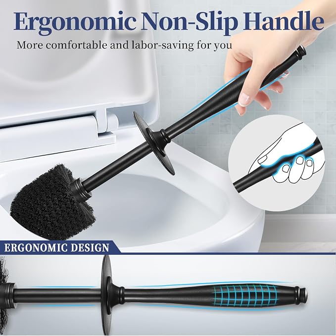 Toilet Bowl Brush Holder Set: 2 Pack Modern Deep Cleaning Bathroom Toilet - Image 4
