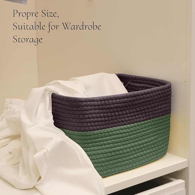 Hopegiver Woven Storage Baskets 11x8x7 Inch, 3 Pack Collapsible Cube Storage Bin - Image 4