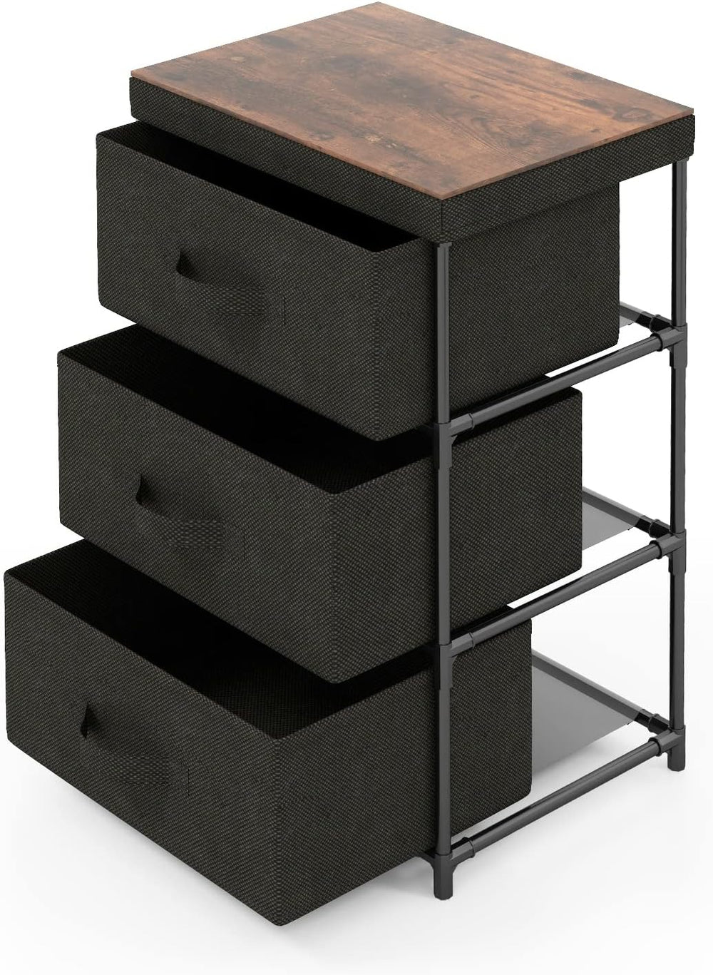 GOFLAME Fabric Dresser Set of 2 with 3 Drawers, Nightstand for Bedroom, Bedsi...