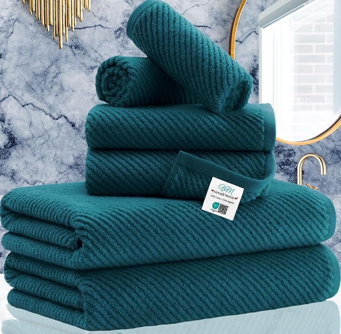 Bathroom Towels, 6 Piece Towel Set by VOOVAMOVAS
