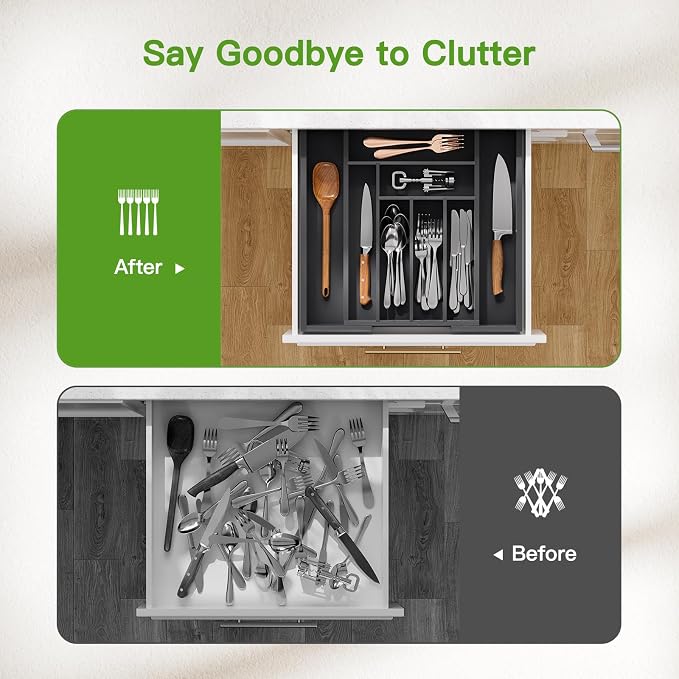 Pipishell Bamboo Expandable Drawer Organizer - Image 6