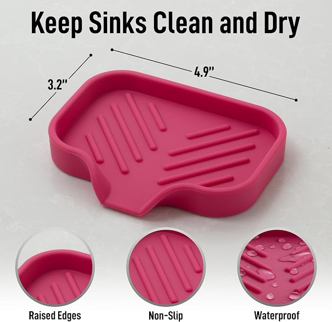 Zulay Kitchen Small Silicone Sponge Holder – Space-Saving Sink Organizer Tray - Image 4