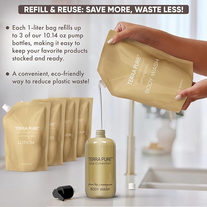Terra Pure Spa Collection 1 Liter Body Wash Refill Bag - Image 3
