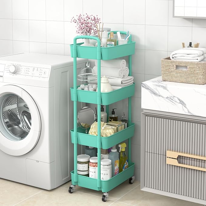 Sywhitta 4-Tier Plastic Rolling Utility Cart - Image 4