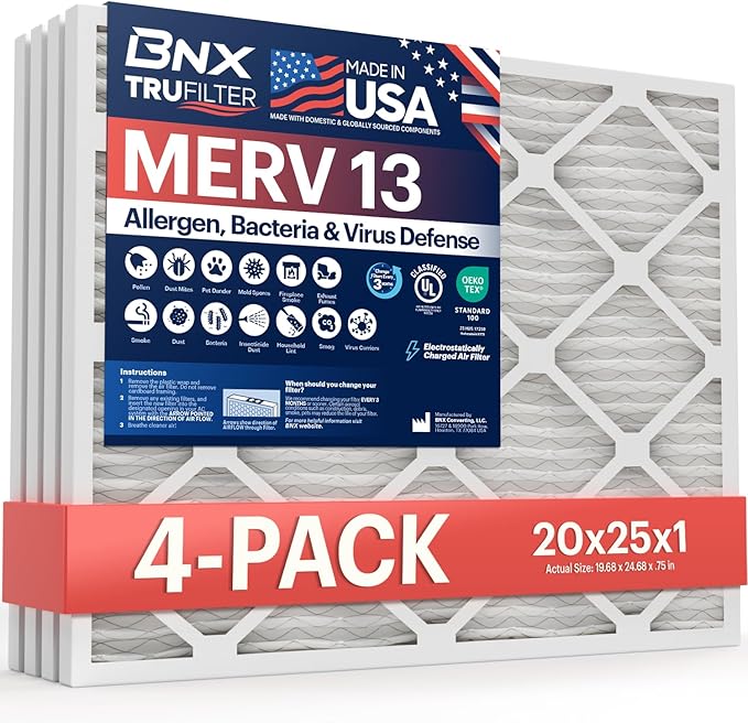 BNX TruFilter 20x25x1 Air Filter MERV 13 by BNX