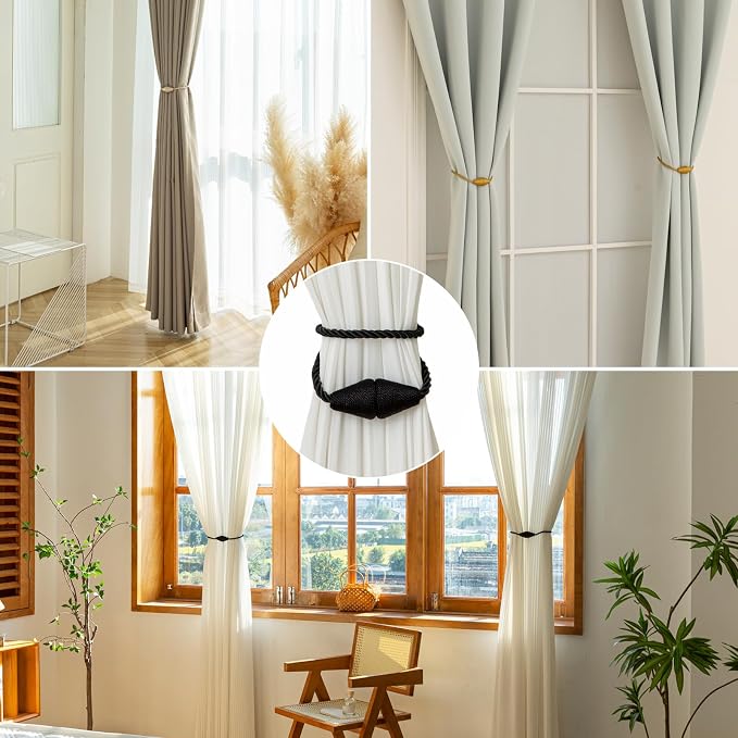 Magnetic Curtain Tiebacks 6 Pack Outdoor Rope Curtain Tie Backs Decorative - Image 6