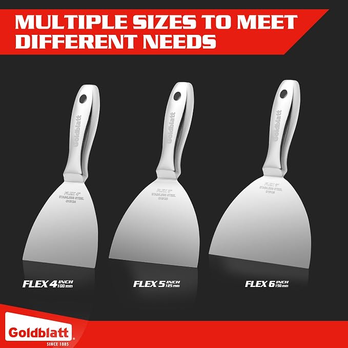 Goldblatt 3-Pack Putty Knife Set, One-Piece Paint Scraper Tool, All Stainless - Image 5