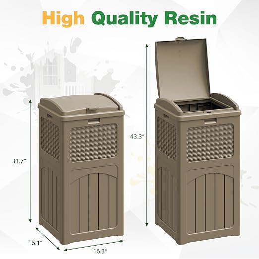 Flamaker 30 Gallon Trash Can, Resin Outdoor Garbage Can - Image 5