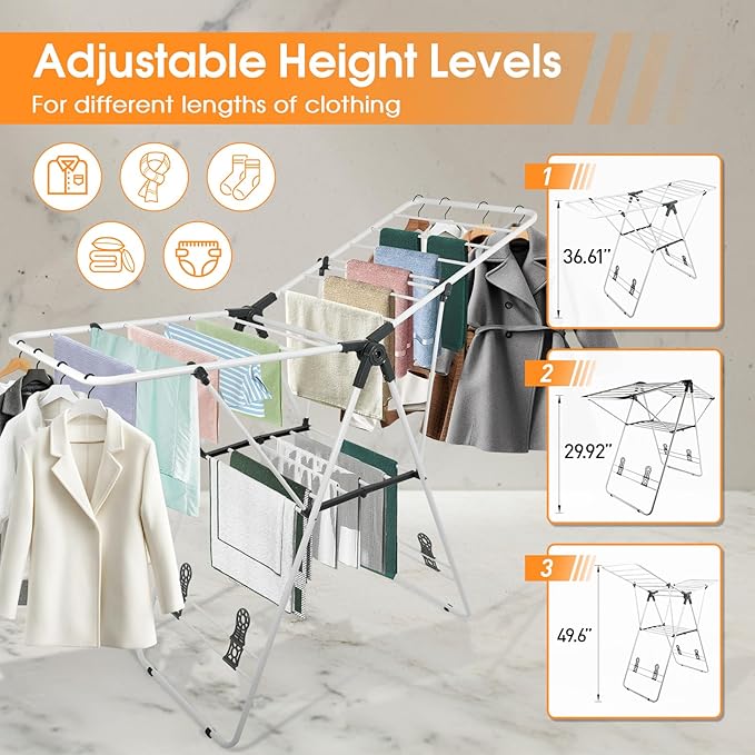 Clothes Drying Rack Foldable, Metal Laundry Drying Rack, - Image 3