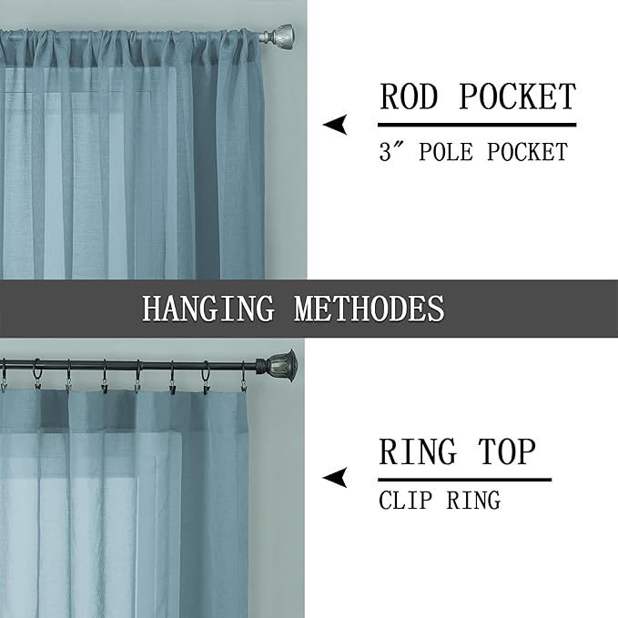 Tollpiz Sheer Curtain Linen Textured Living Room Curtains Sheer Light Filtering - Image 5