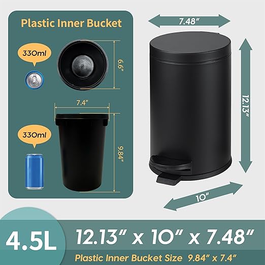 SunnyPoint 4.5 Liter Small Round Trash Can - Image 6