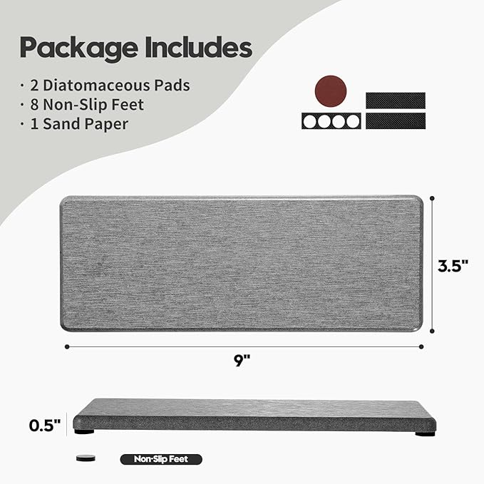 2PCS Bathroom Counter Vanity Trays, Water Absorbing Diatomite Stone Quick - Image 5