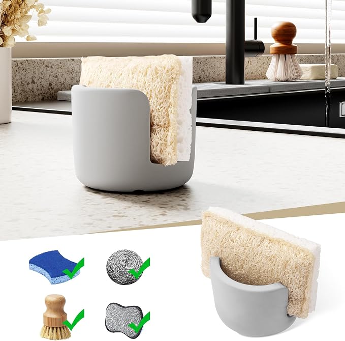 Diatomite Sponge Holder, Quick Dry Stone Sponge Stand by SlowSLog
