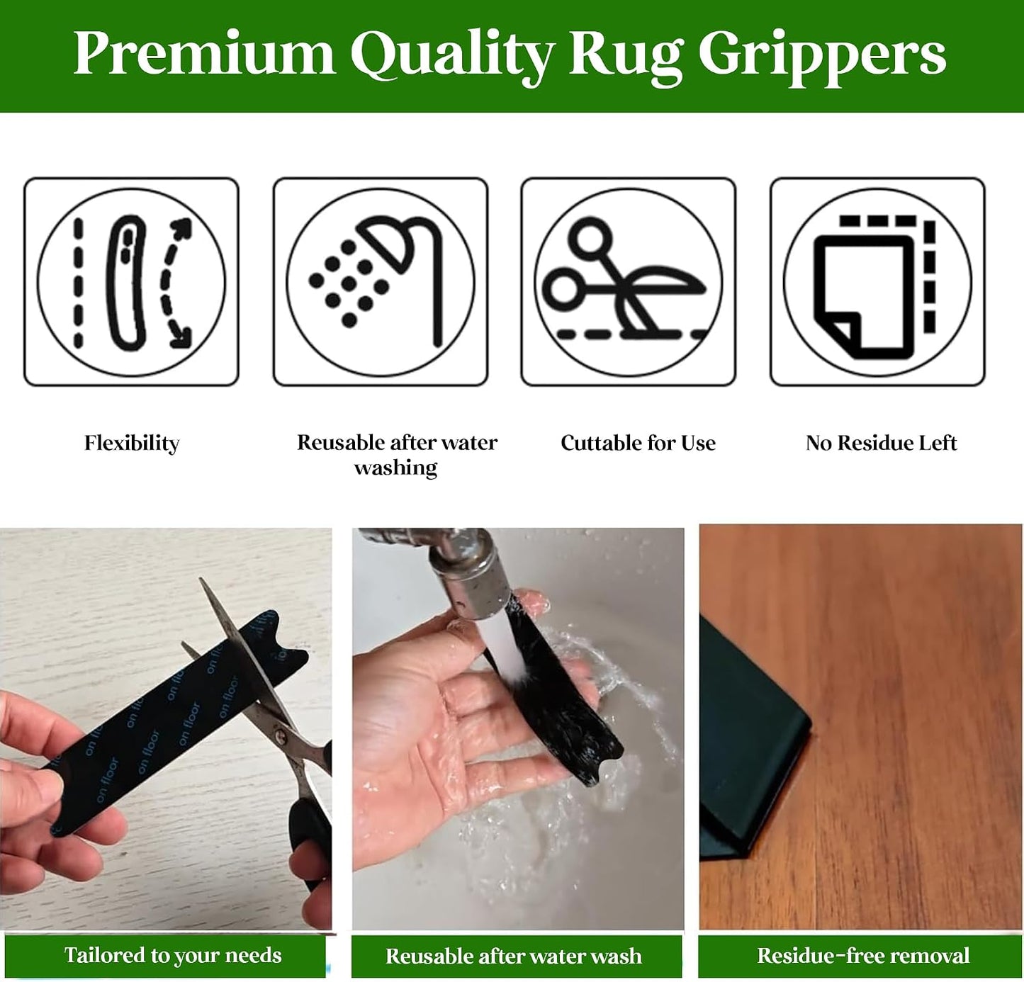 20 Pcs Rug Gripper Pads, Super Adhesive Resuable & Washable Non-Slip Rug Gripper for Hardwood Floors Rug Stoppers, for Marble, Tiled and Vinyl Floors