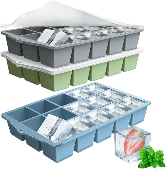 Silicone Ice Cube Tray, 3 Pack Easy-Release Stackable Ice Trays by Unknown
