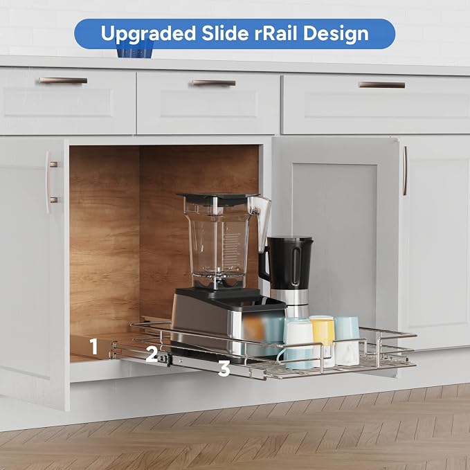 ROOMTEC Pull Out Cabinet Organizer, Cabinet Pull Out Shelves 11" W x 18" D - Image 5