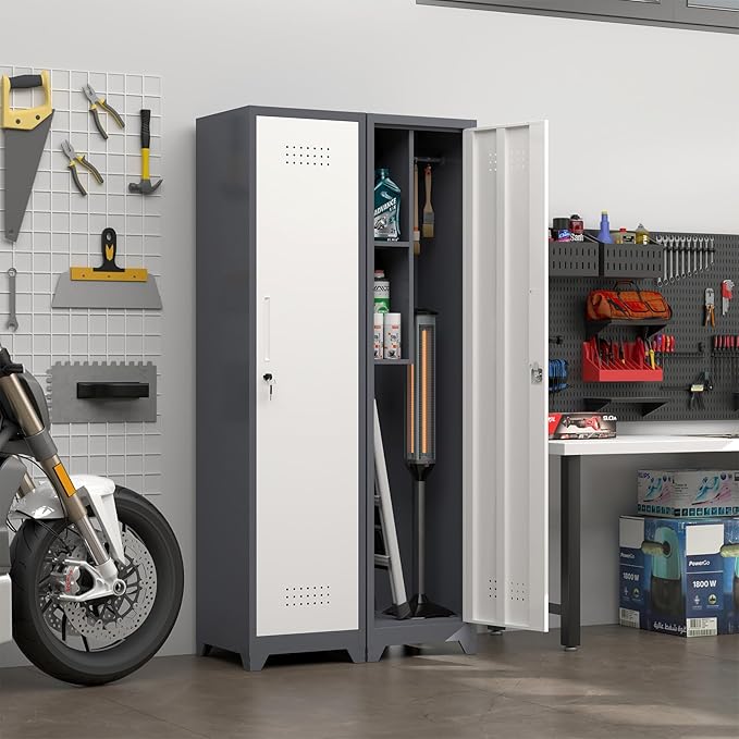 Metal Broom Storage Cabinets, Narrow Cabinet - Image 2