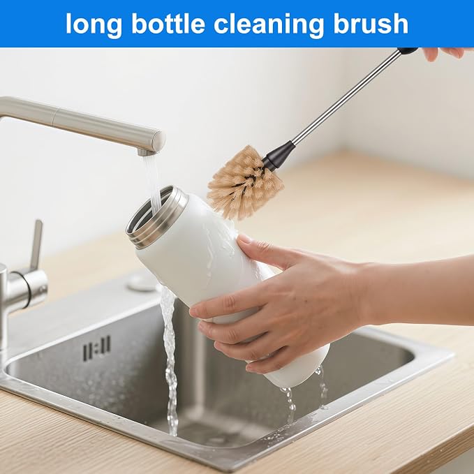 Bottle Brush, 15-inch Stainless Steel Long Handle Cleaning Brush, Kitchen - Image 2