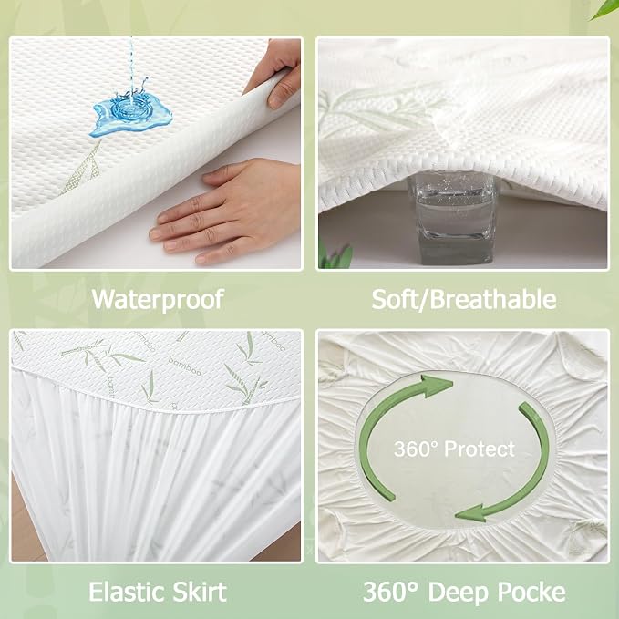 Mattress Protector Soft Crib Rayon Bamboo Waterproof Mattress Pad Cover - Image 3