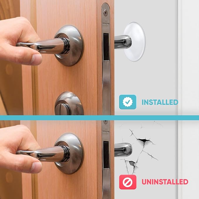 Strongest Wall Door Handle Stopper Set. 12 Pieces of Clear Rubber Door Knob - Image 3