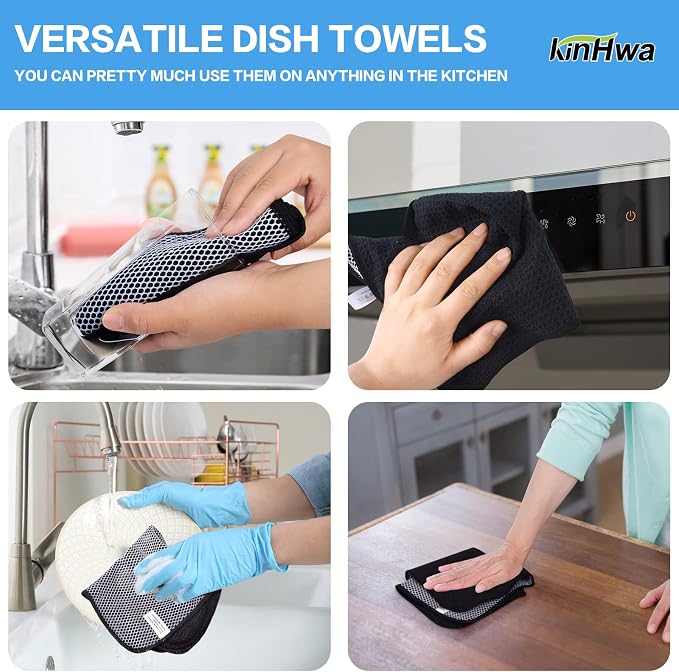 KinHwa Kitchen Washcloths for Dishes Absorbent Microfiber Dish Cloths Quick Dry - Image 7