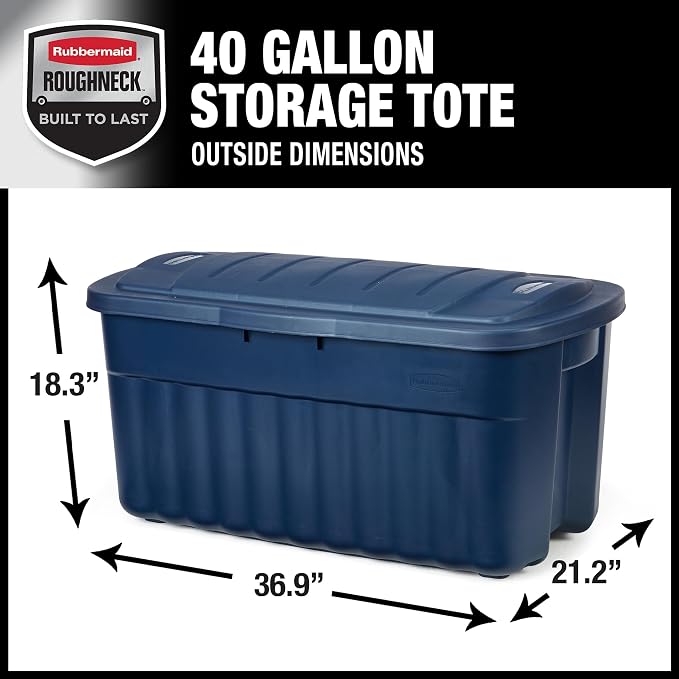 Rubbermaid Roughneck Tote 40 Gal, 2 Pack, Made in USA, Dark Indigo Metallic - Image 2