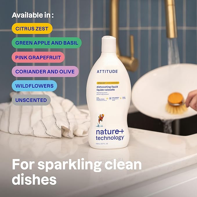 ATTITUDE Dish Soap, EWG Verified, Plant-Based & Vegan Dishwashing Liquid - Image 2